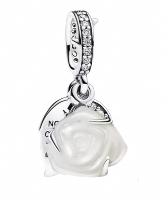 The White Luxury Rose Charm