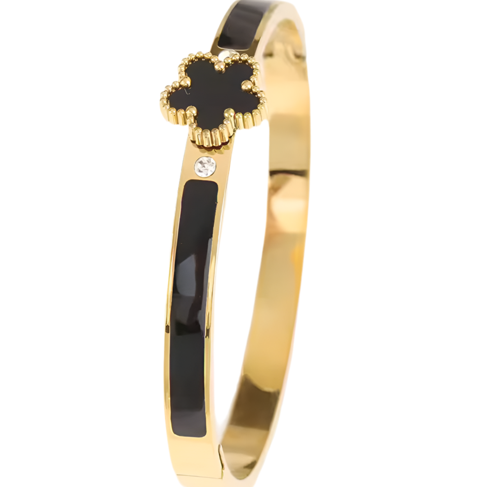 The Black Noir Clover Bangle