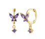 The Gold Purple Rapunzel Butterfly Dangle Huggies