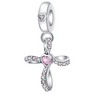 Pink Luxe Heart Cross Charm