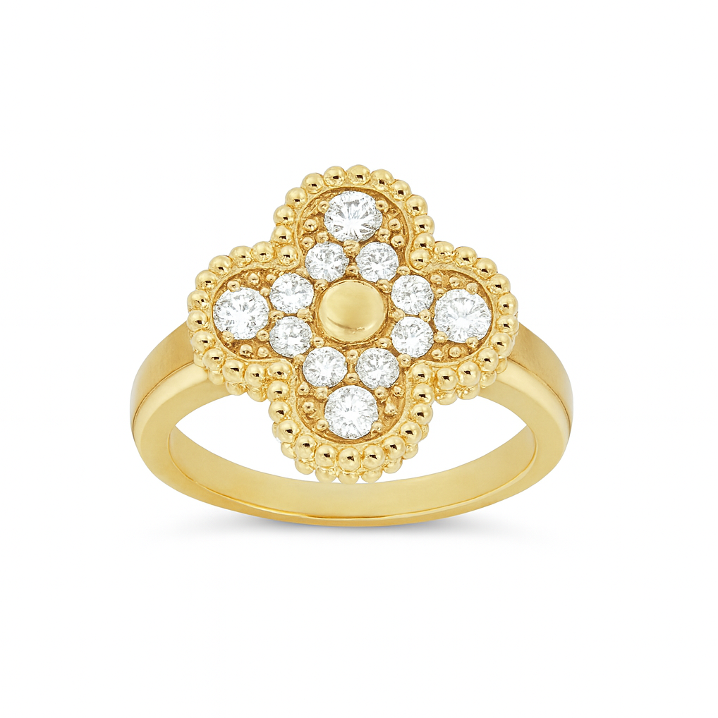 The Gold Sparkling Fortuna Bloom Flower Ring