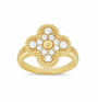 The Gold Sparkling Fortuna Clover Flower Adjustable Ring