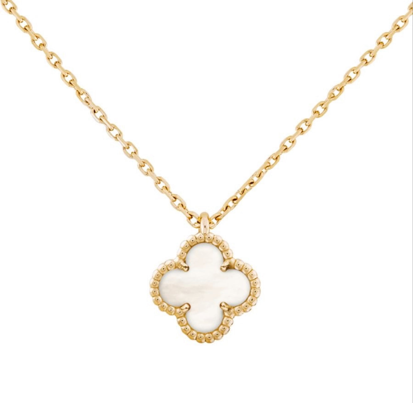 The Gold Liora White Clover Necklace