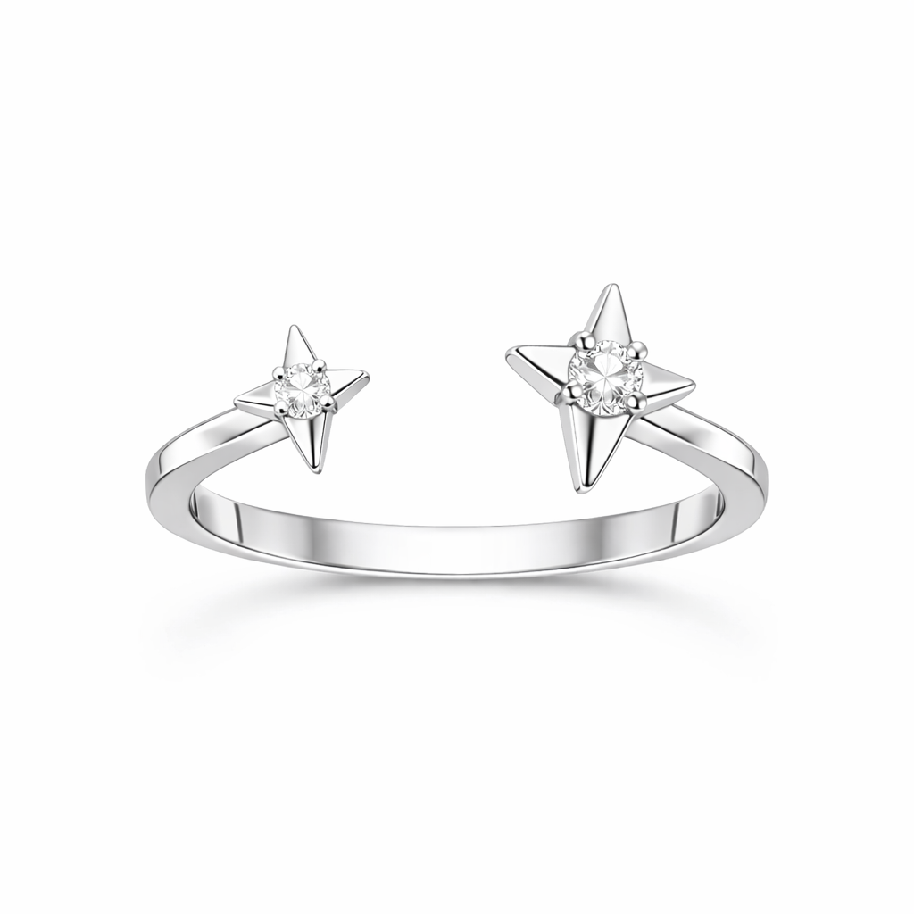 The Silver Radiant Shooting Star Adjustable Ring