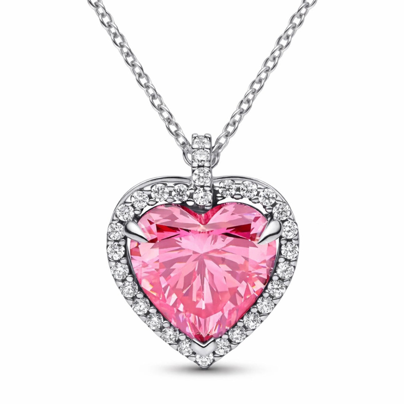 The Pink Large Celestial Heart Pendant Necklace