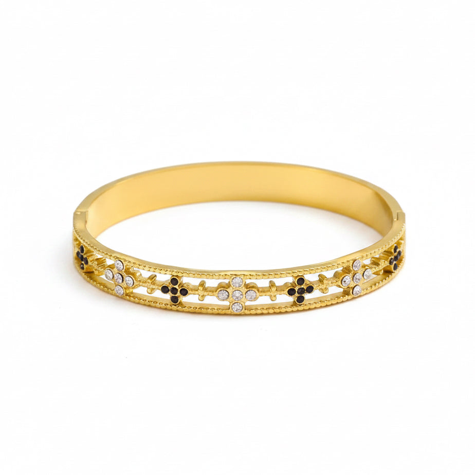 The Gold Sparkling Deluxé Clover Flower Ami Bangle