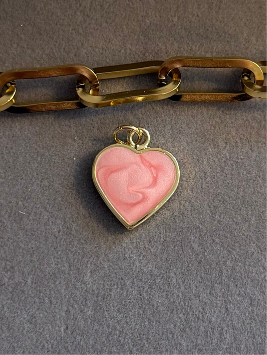 The Pink Marbled Heart Charm Me
