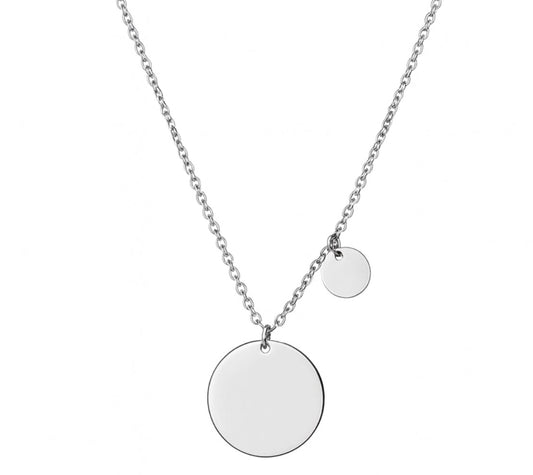 The Silver Engravable Duo Disc Necklace