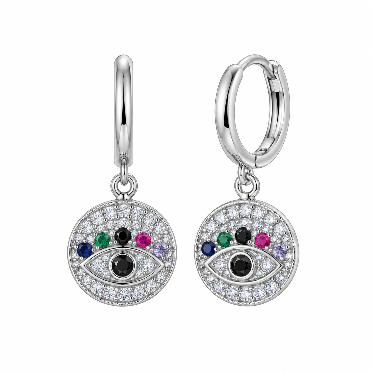 The Silver Rainbow Talisman Eye Huggies