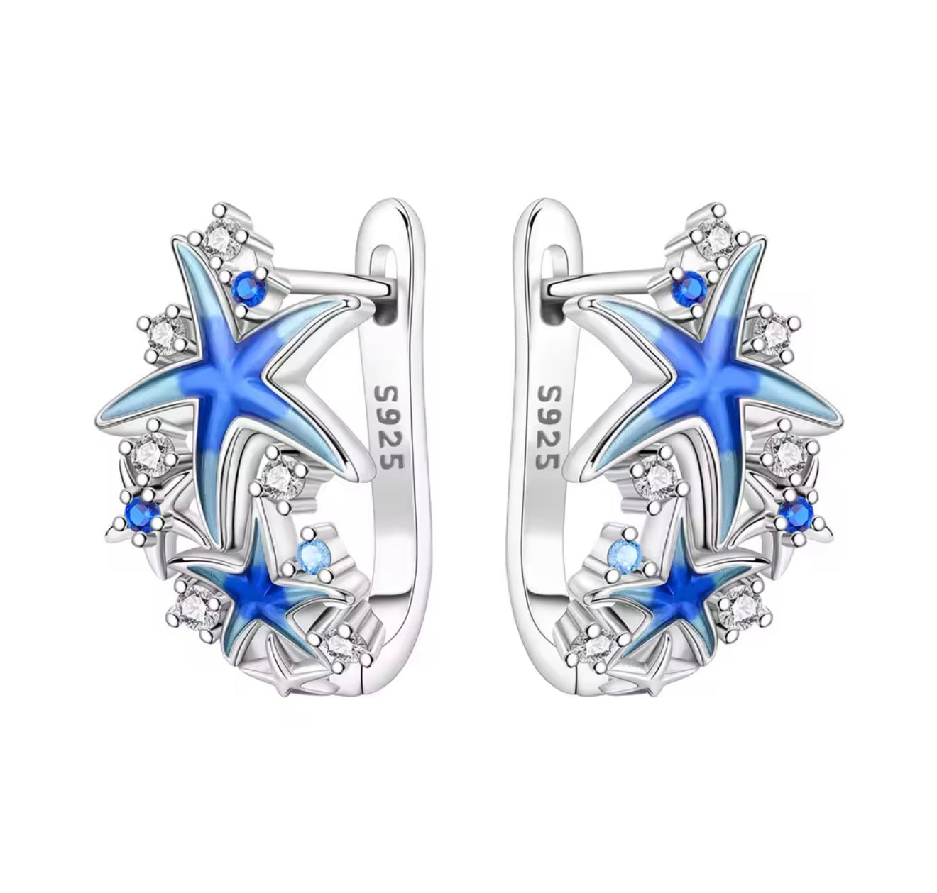 The Silver Aquamarine Starfish Clip Earrings