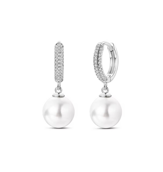 The Silver Opal Pearl Huggies Earrings