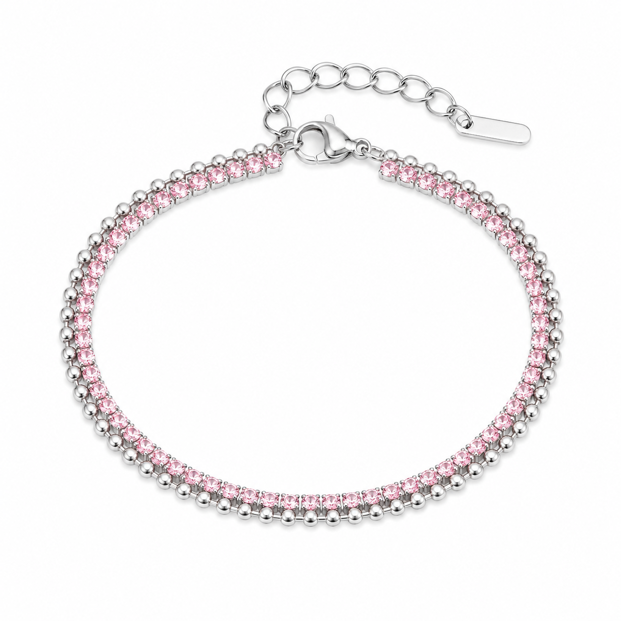 The Silver Ballet Pink Tennis Stack Bracelet
