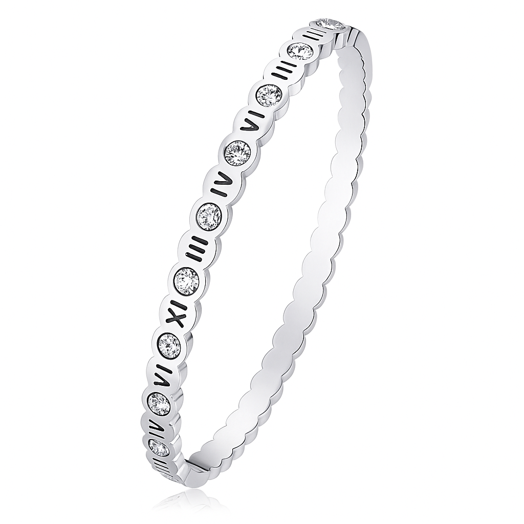 The Silver Dainty Exquisite Roman Numeral Bangle