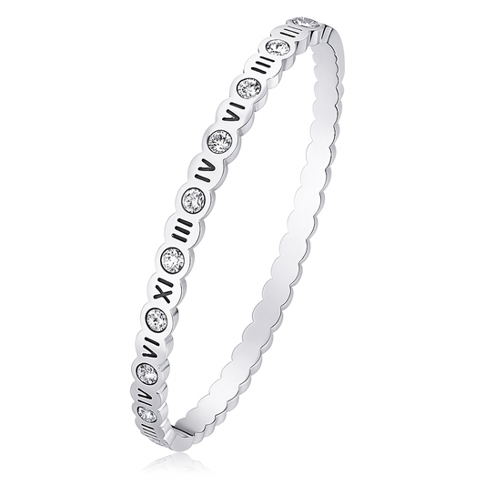 The Silver Dainty Exquisite Roman Numeral Bangle