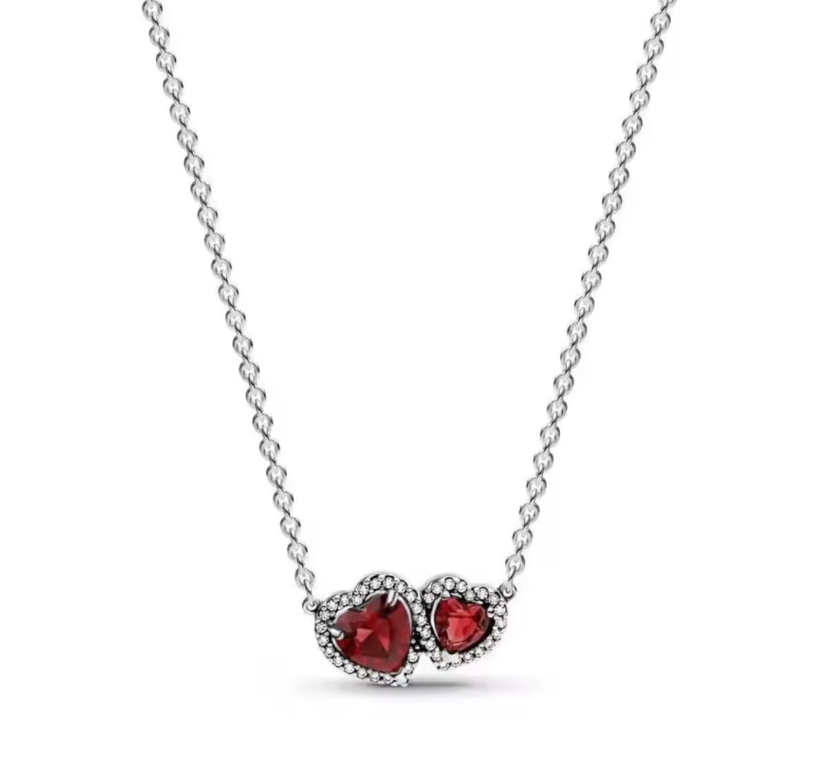 The Limited Edition Valentines Double Ruby Red Silversoul Duo Heart Necklace