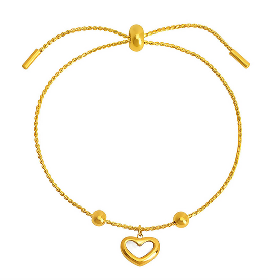 The Golden Kiss Adjustable Heart Bracelet