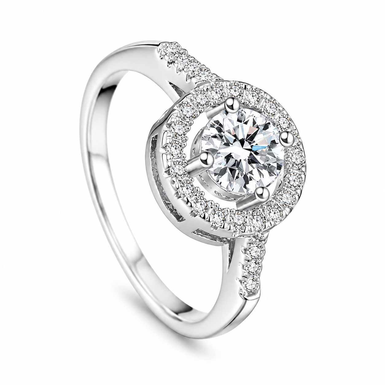 The Silver Circular Sparkling Gemstone Adjustable Ring