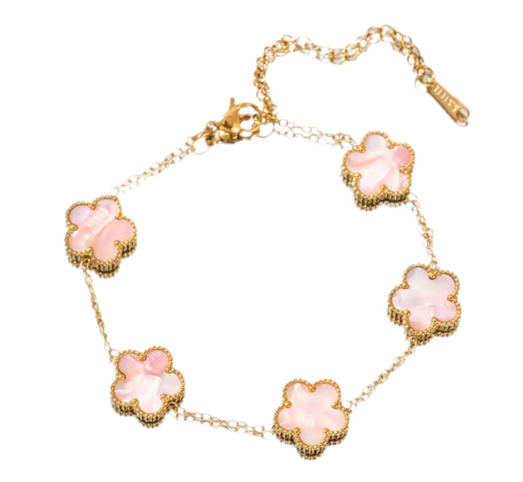 The Gold Cotton Candy Pink Amara Flower Bracelet