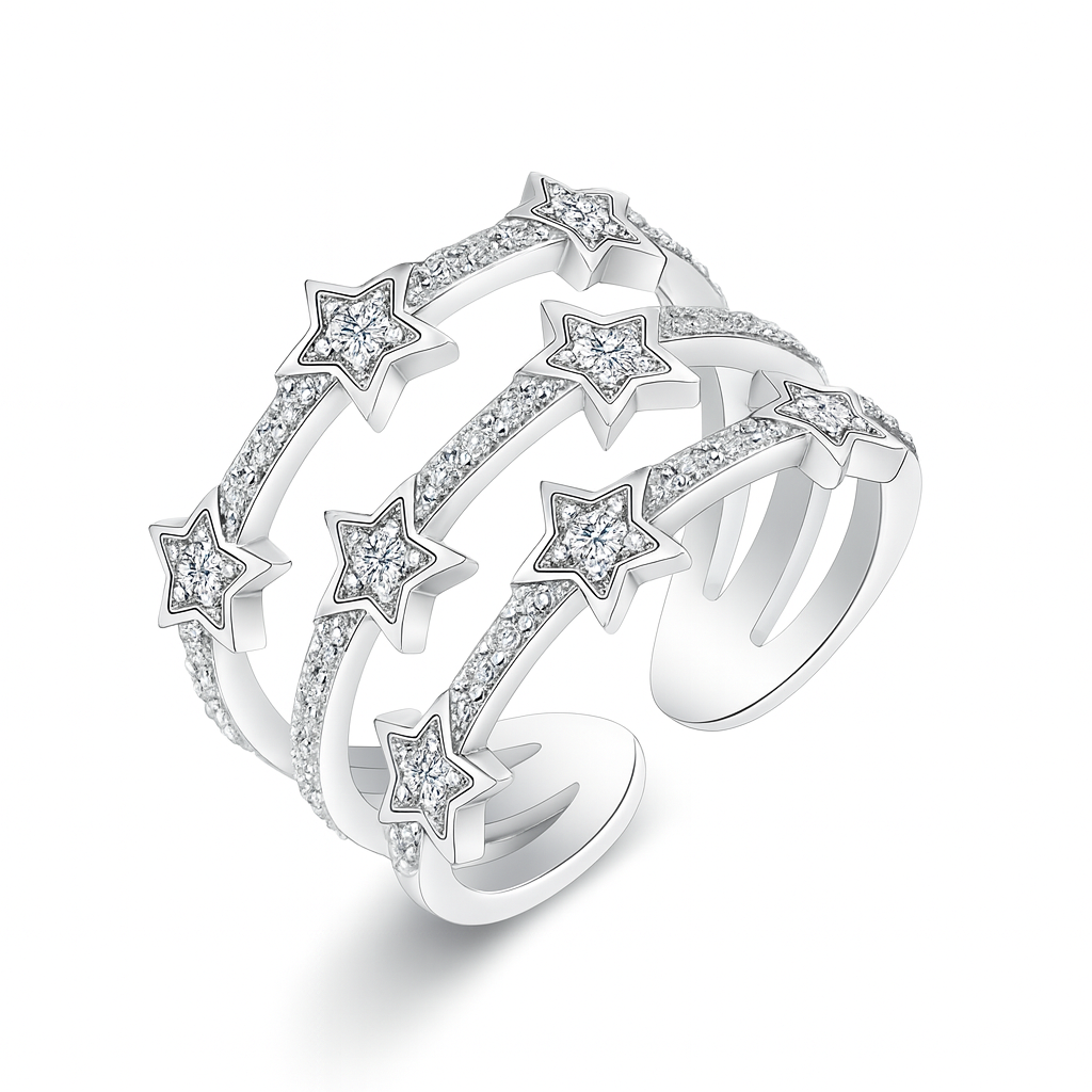 The Silver Stardrift Constellation Ring