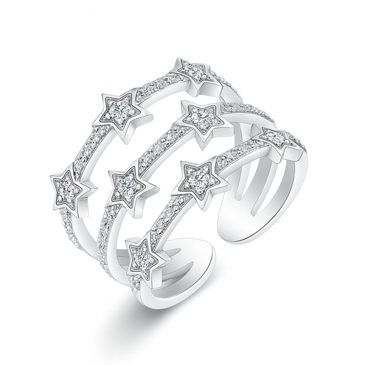 The Silver Stardrift Constellation Ring