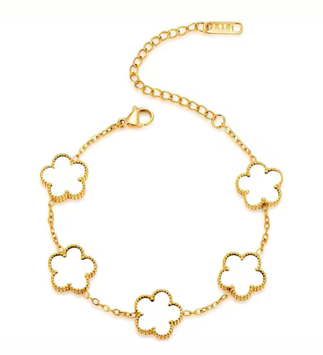 The Gold Onyx White Luxe Clover Bracelet