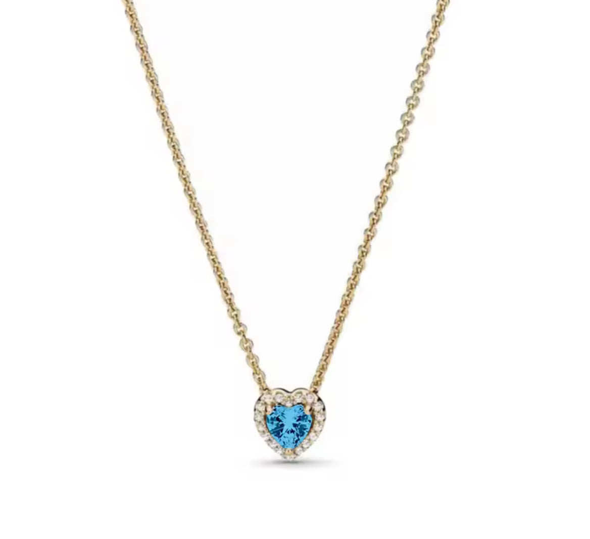 The Gold Ocean Blue Celestial Heart Pendant Necklace