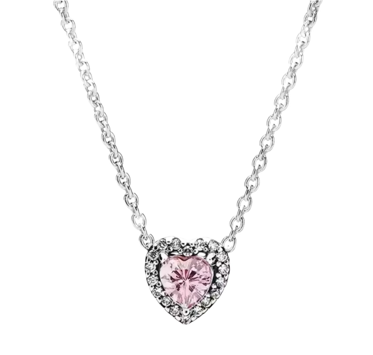 The Silver Dainty Pink Celestial Heart Necklace