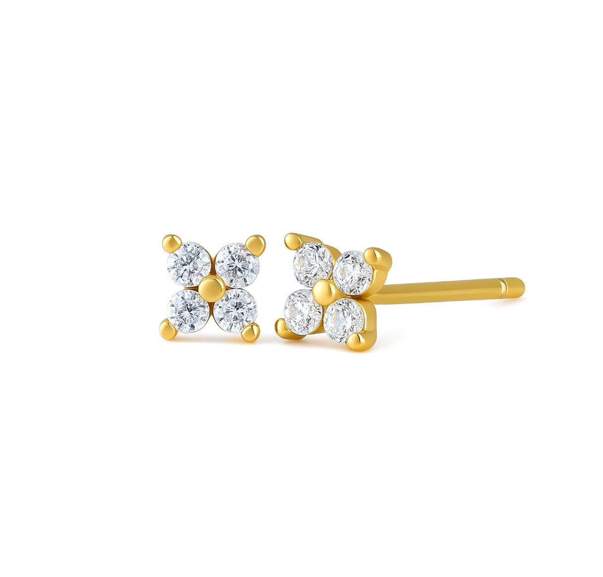 The Gold Dainty Sparkling Solene Flower Stud Earrings