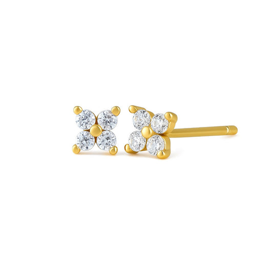 The Gold Crystal Bloom Studs
