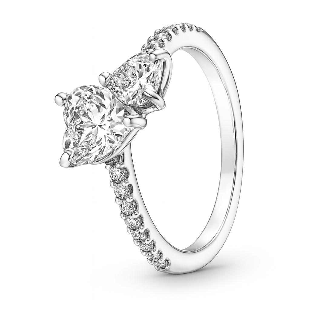 The Silver Twinning Eternal Heart Radiance Ring