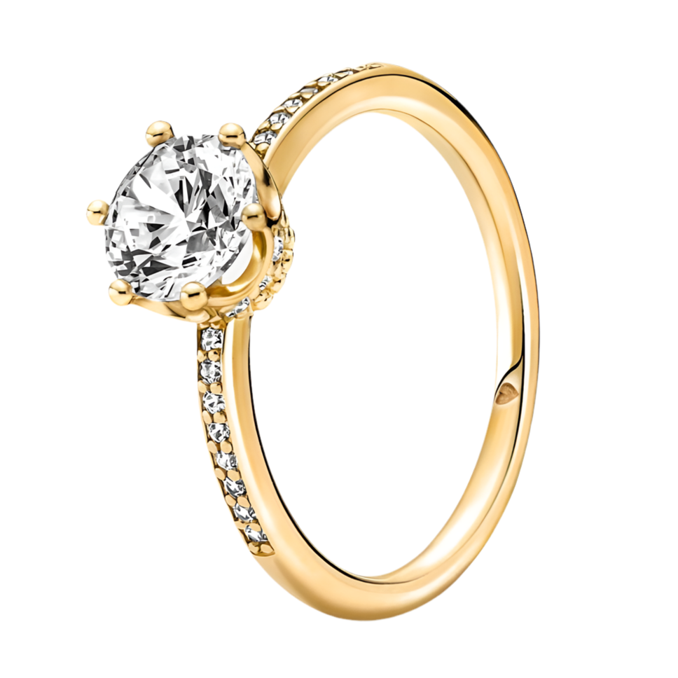 The 18K Gold Plaited Clear Sparkling Pavé Crown Ring