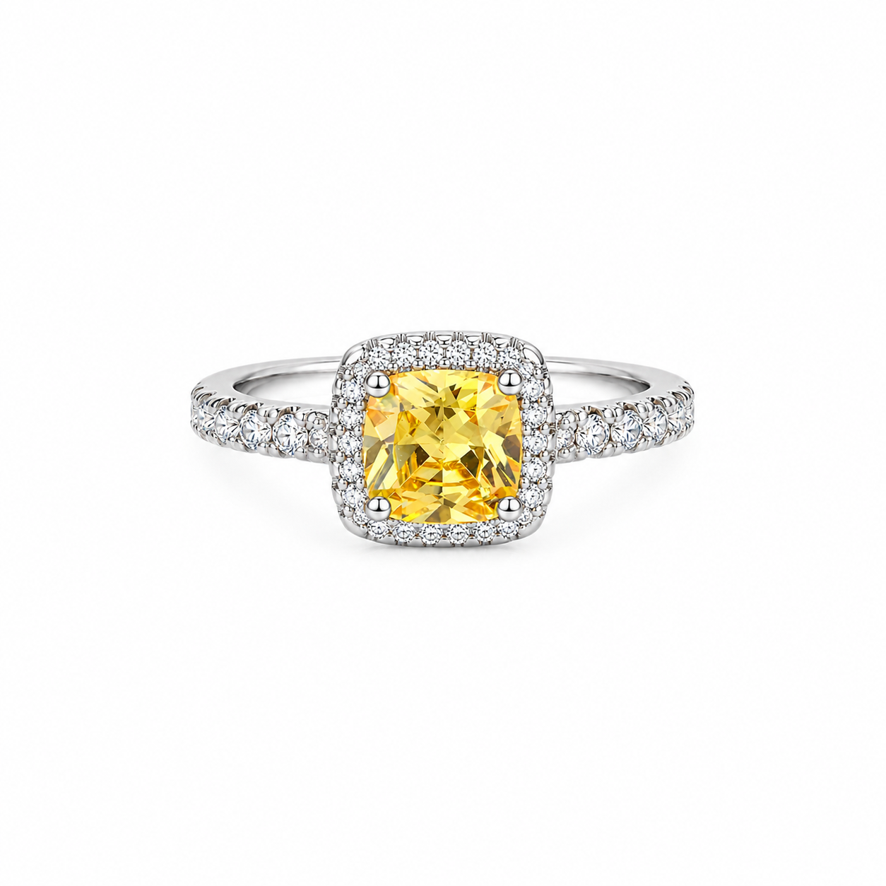 The Silver Cushion Crystal Adjustable Ring