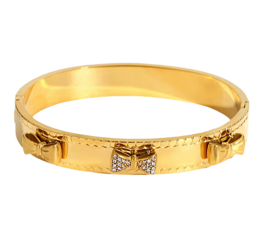 The Gold Girly Coquette Bow Bangle