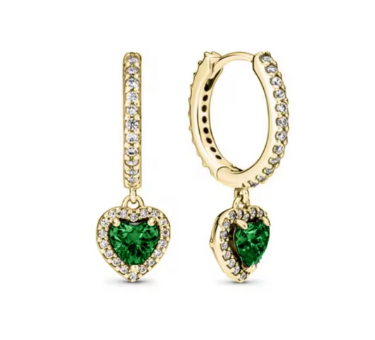 The Gold Emerald Green Celestial Heart Huggies