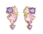 The Gold Dangle Purple & Pink Hearts Of Heaven Studs