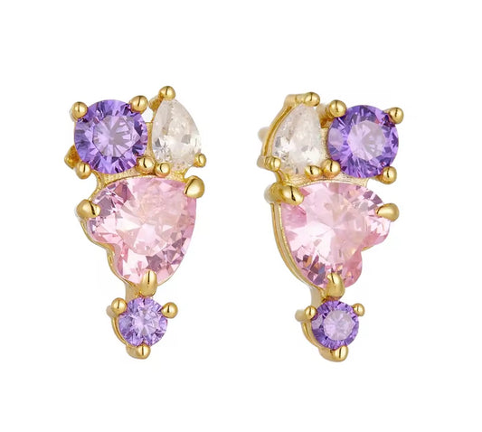 The Gold Dangle Hearts of Heaven Studs