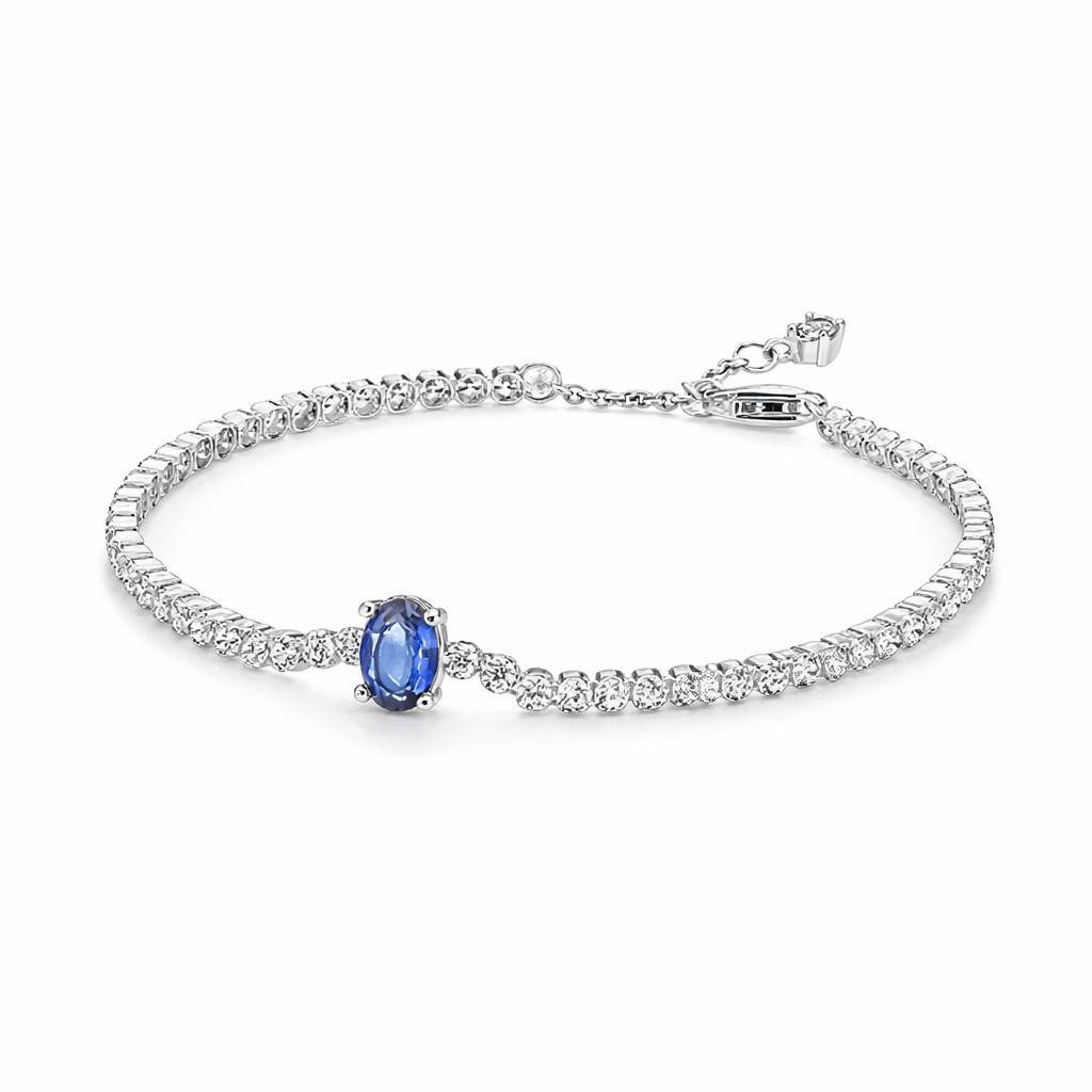 The Silver Azureline Blue Oval Gemstone Tennis Bracelet