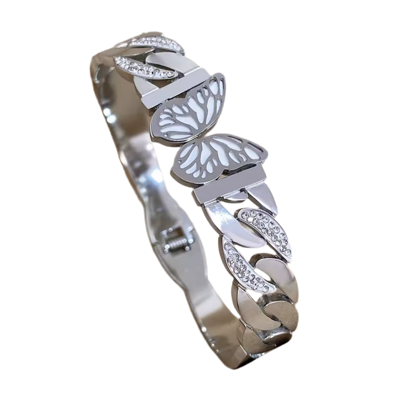 The Silver Sparkling Butterfly Dreams Bangle