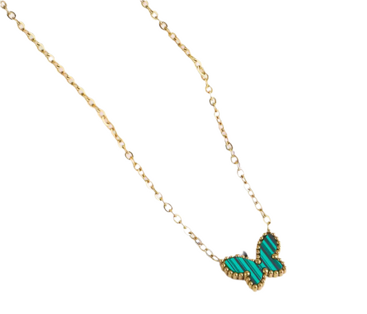 The Golden Emerald Green Magic Butterfly Necklace