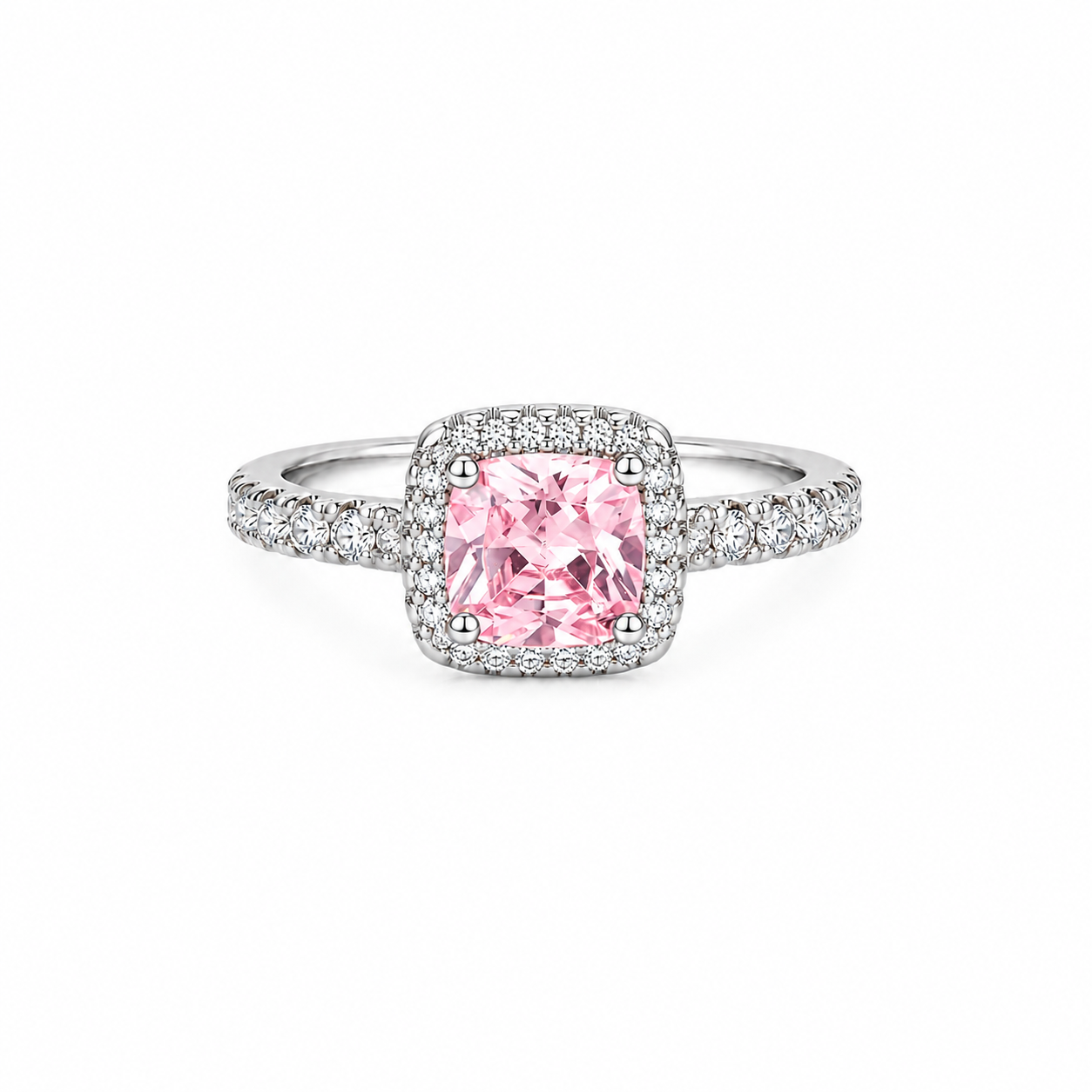 The Silver Cushion Crystal Adjustable Ring