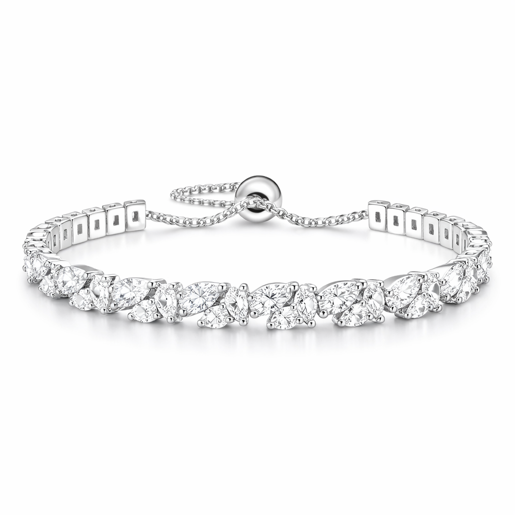 The Silver Sparkling Elysia Maravelle Diamanté Leaf Bracelet
