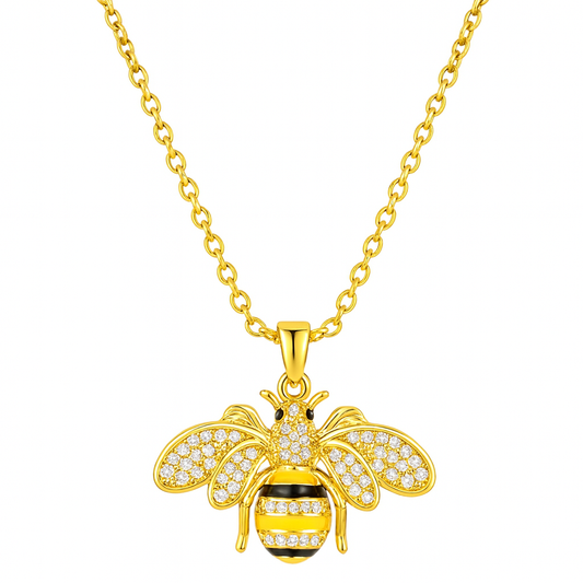 The Gold Sparkling Queen Bee Aurelia Necklace - 24K Gold Plated