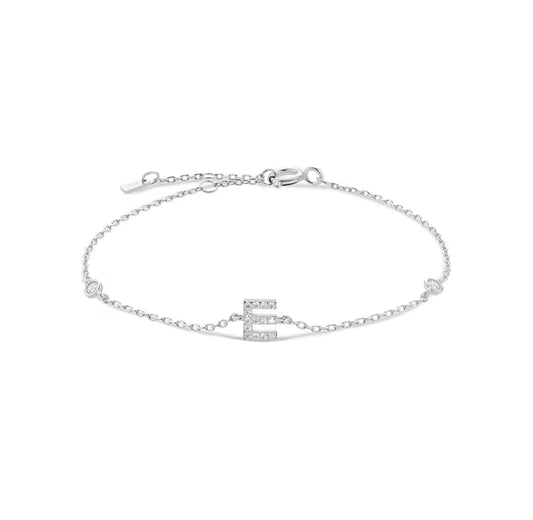 The Silver Dainty Initial Letter Bracelet