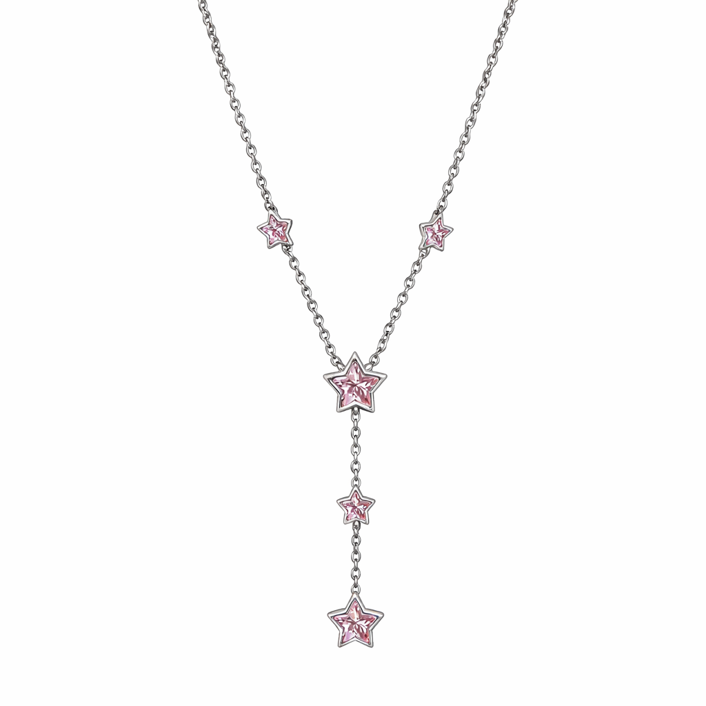 The Silver Baby Pink Sugar Star Drop Necklace