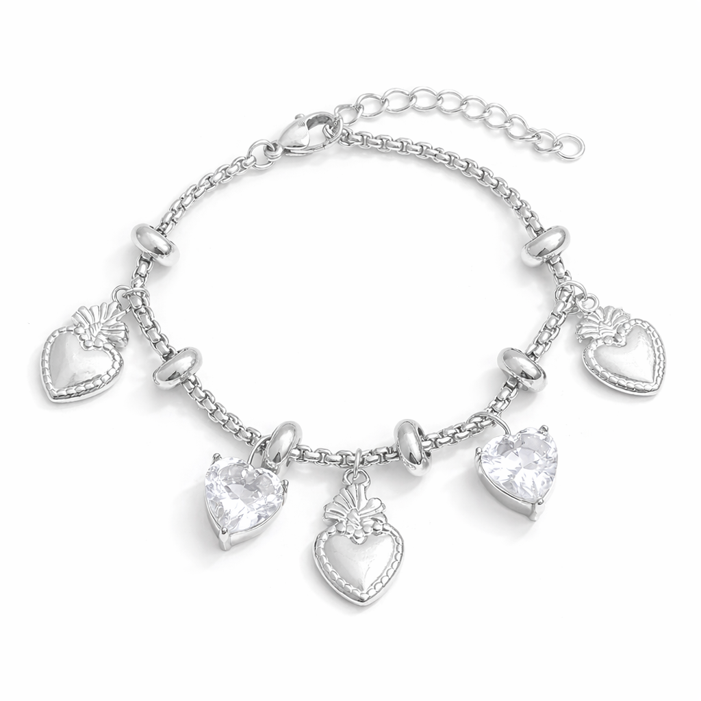 The Silver Summer Devotion Heart Charm Bracelet