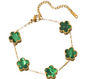 The Gold Emerald Green Amara Flower Bracelet