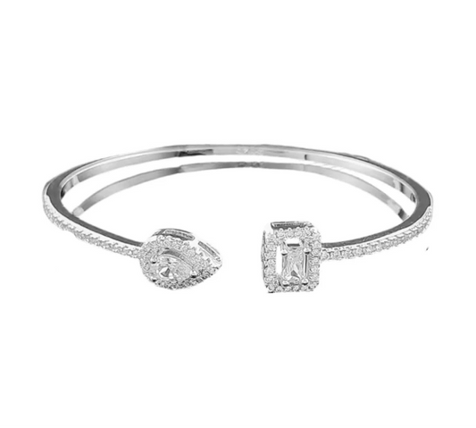 The Premium Silver Opaline Halo Bangle
