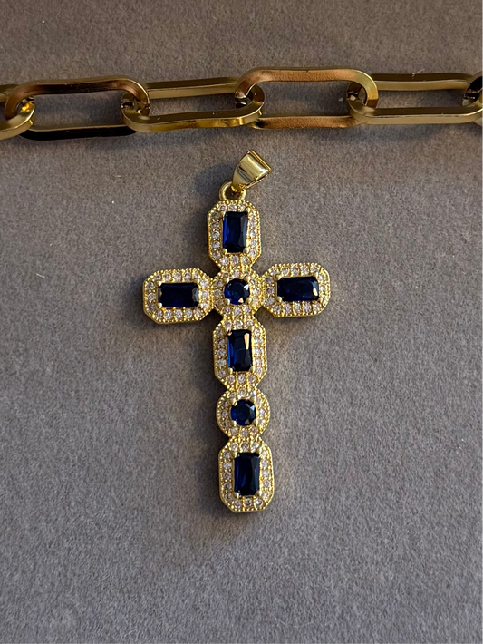 The XL Royal Blue Bling Cross Charm