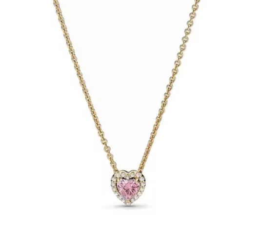 The Gold Baby Pink Celestial Heart Pendant Necklace