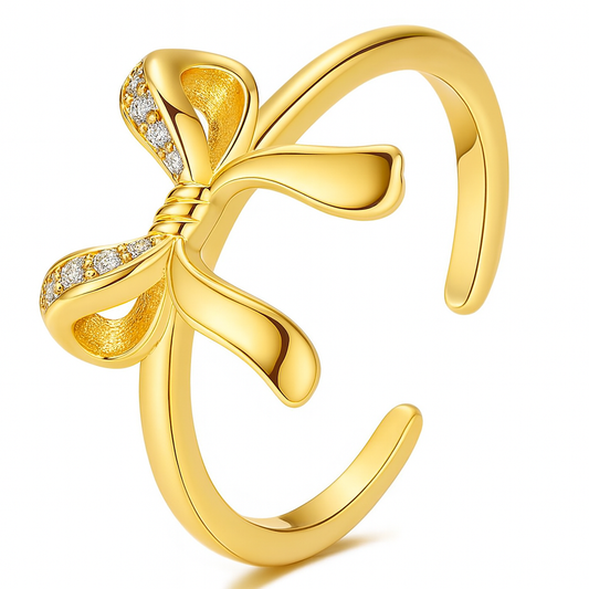 The Gold Ribbon Dreams Bow Ring